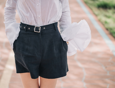 亚麻短裙裤