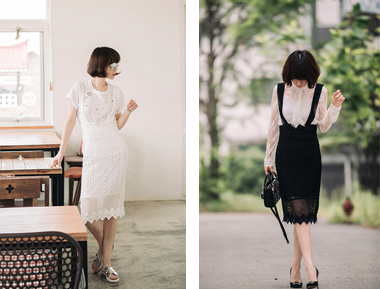 蕾丝背带连衣裙