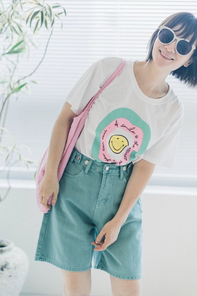 冰淇淋色笑脸T&热带椰树林T