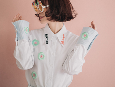 手工刺绣白衬衫