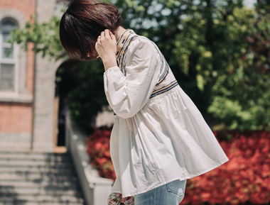 Boho风长袖娃娃衫